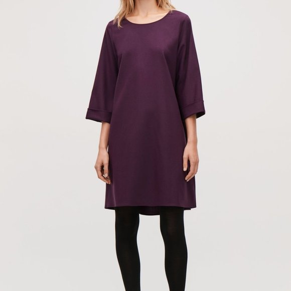 COS Dresses & Skirts - NWT COS Purple Wool Turn up Cuffs Pocket Dress 6